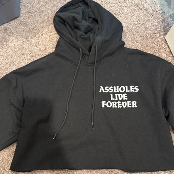 assholes live forever Sweaters - Black Off-the-Shoulder Sweater